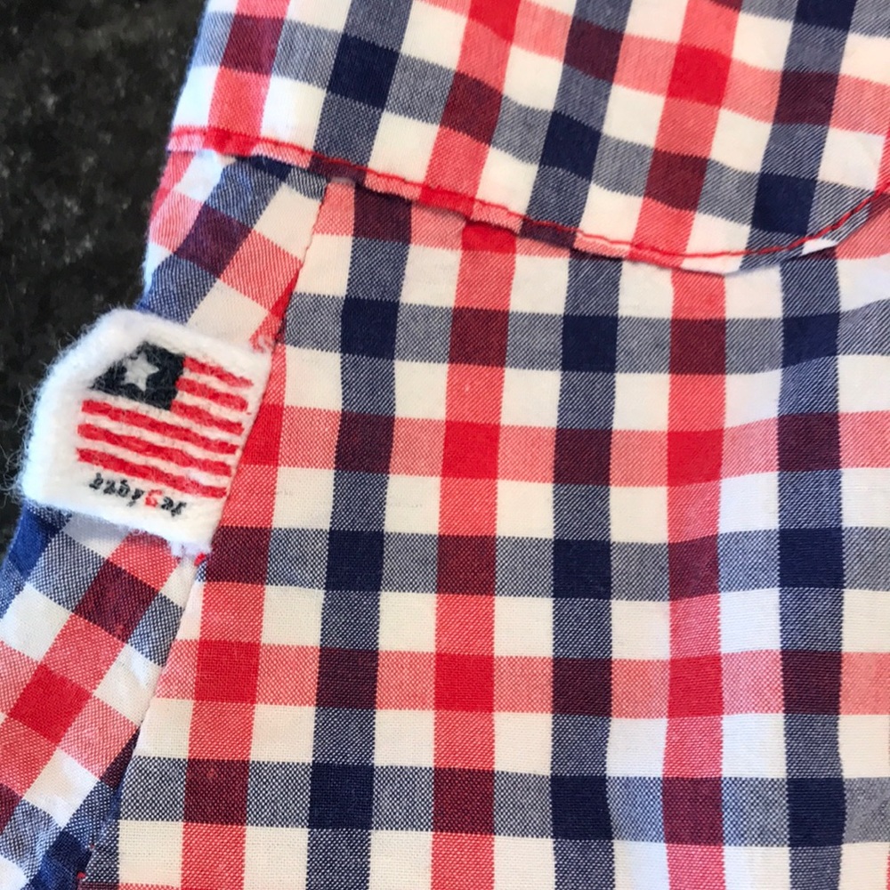 Baby Gap Vintage Rare Checkered dress white blue plaid flag & bloomers - Picture 5 of 8